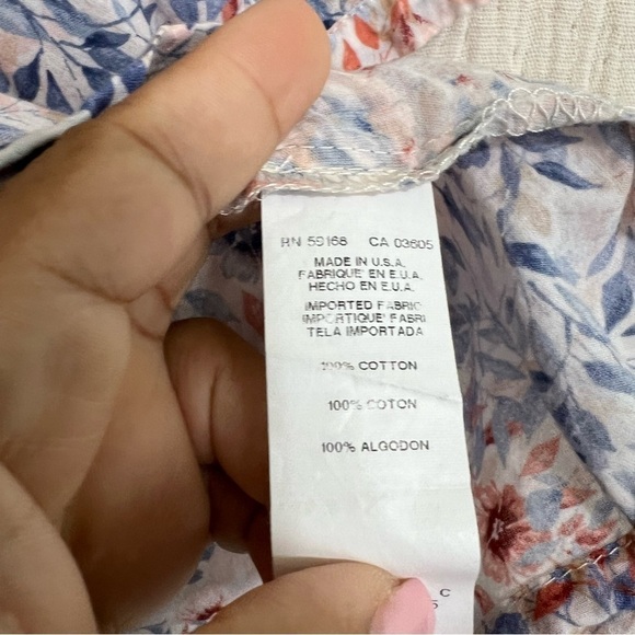 Fifteen Twenty Floral Short Puff Sleeve Button Up Peasant Top Size XS - Picture 9 of 9